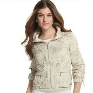WHBM Tan Eyelet Jacket